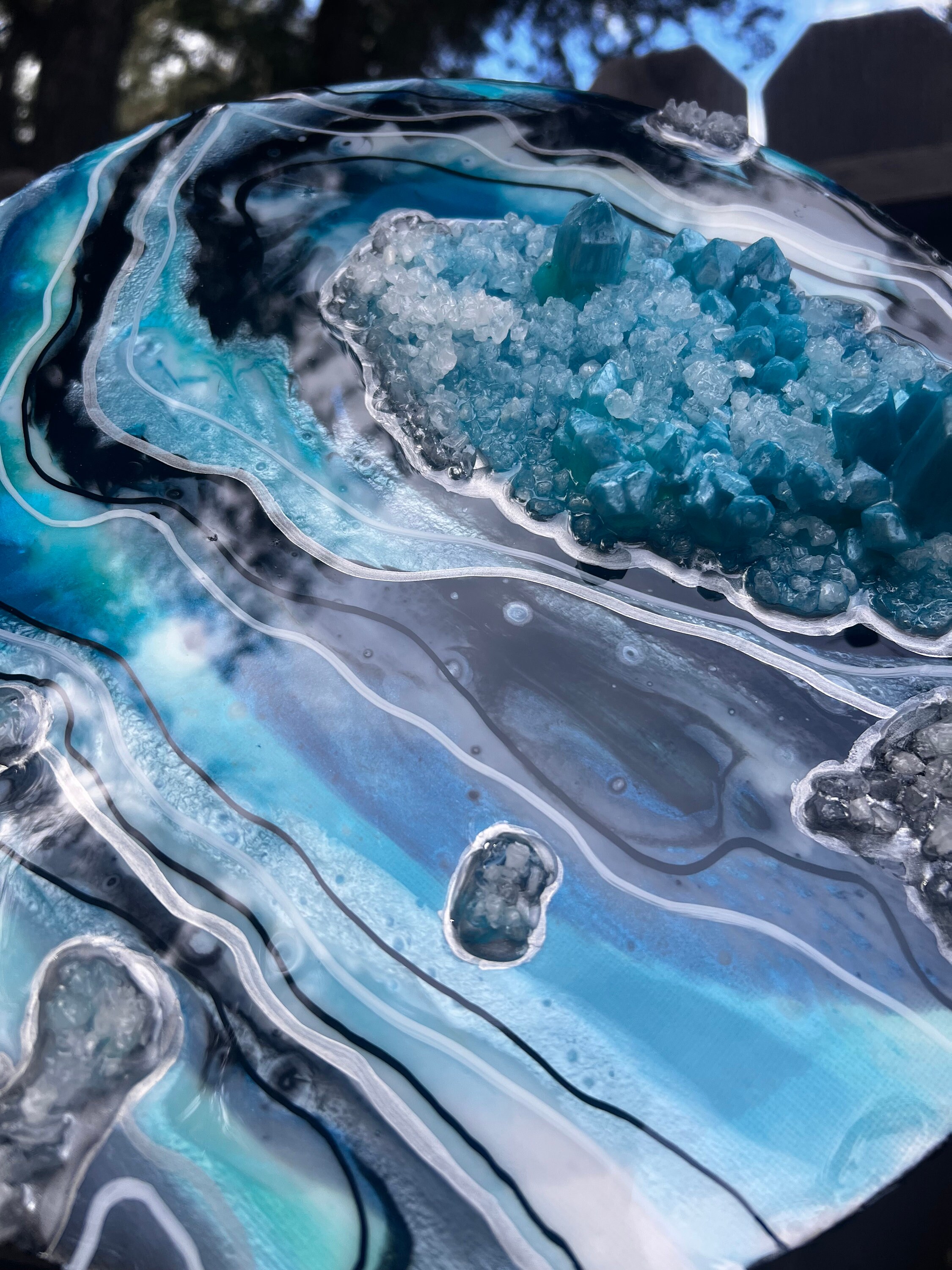 Aquamarine Inspired Resin Geode Wall Art 12” - Etsy