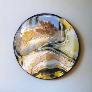 Yellow citrine inspired Resin Geode Wall Art 12”