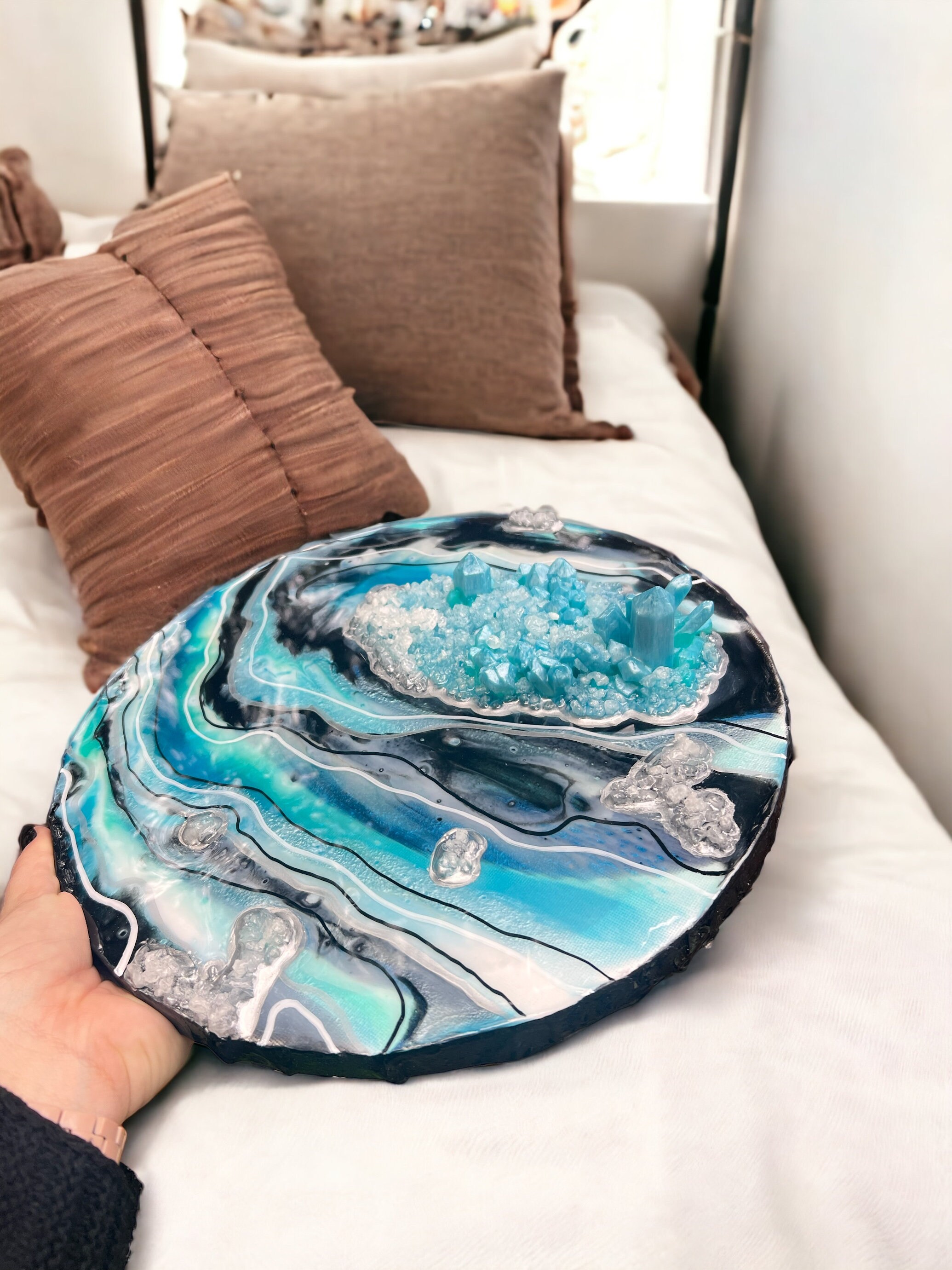 Aquamarine Inspired Resin Geode Wall Art 12” - Etsy