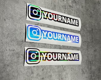 Instagram decal - Holographic Social Media Sticker (Opal White, Rose Gold or DarkGrey) - AlphaStick.nl