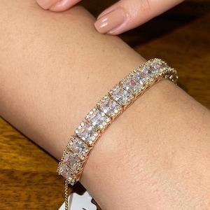 Radiant adjustable tennis bracelet | 18k gold-filled