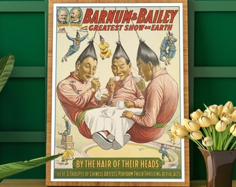 Póster de circo / Arte mural del circo Barnum & Bailey, póster de circo antiguo, póster de circo retro, impresión de circo, acróbatas