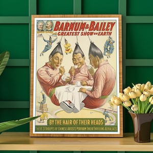Circus Poster | Barnum & Bailey Circus Wall Art, Antique Circus Poster, Retro Circus Poster, Circus Print, Acrobats