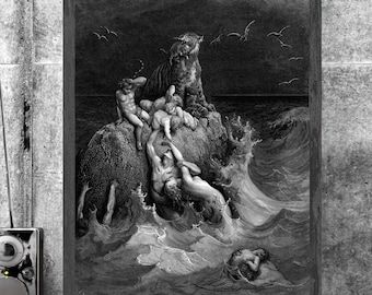 Die Sintflut von Gustave Doré (1866) Kunstdruck | Fine Art Print, Kunstgalerie Poster, feine Wandkunst, Klassisch, Romantisch, Schöne Wanddekoration