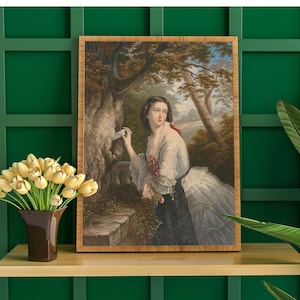 A carta do amante por George Baxter | Impressão de arte fina, pôster de galeria de arte, arte de parede fina, pintura clássica, romântica, bela decoração de parede