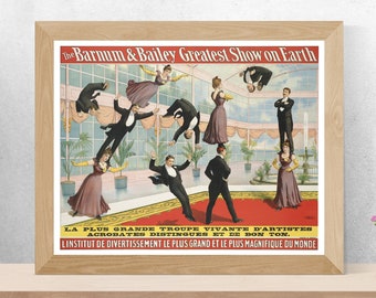 Cartel de circo ~ Barnum & Bailey: Grande Troupe Acrobats / Circus Wall Art, Antique Circus Poster, Retro Circus Wall Art, Circus Print