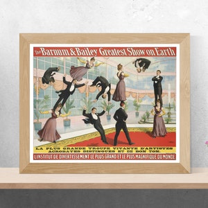 Circus Poster ~ Barnum & Bailey: Grande Troupe Acrobats | Circus Wall Art, Antique Circus Poster, Retro Circus Wall Art, Circus Print
