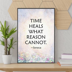 El tiempo cura lo que la razón no puede imprimir carteles / Cartel inspirador, Palabras sabias, Motivación, Decoración de pared de vibraciones positivas, Idea de regalo única