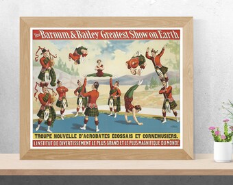 Cartel de circo ~ Barnum & Bailey: Troupe Nouvelle Acrobats / Circus Wall Art, Antique Circus Poster, Retro Circus Wall Art, Circus Print