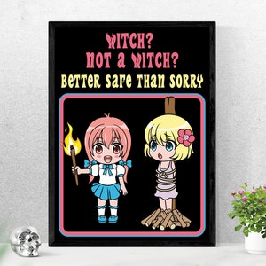 Witch? Not A Witch? Anime Poster | Anime Art Style Poster, Gothic Girl, Goth Style Wall Art, Spooky & Funny, Goth Fashion Wall Decor