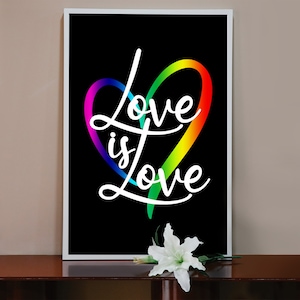 El amor es amor / Decoración de pared inspiradora, Cartel de palabras sabias, Motivacional, Vibraciones positivas, Orgullo LGBTQ, Buenos pensamientos
