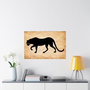 Black Panther Art Print, Jungle Animal Poster, Boho Jungle Art, Home Wall Decor, Tropical Jungle Print, Bohemian Animal, Poster Big Cat Art image 3