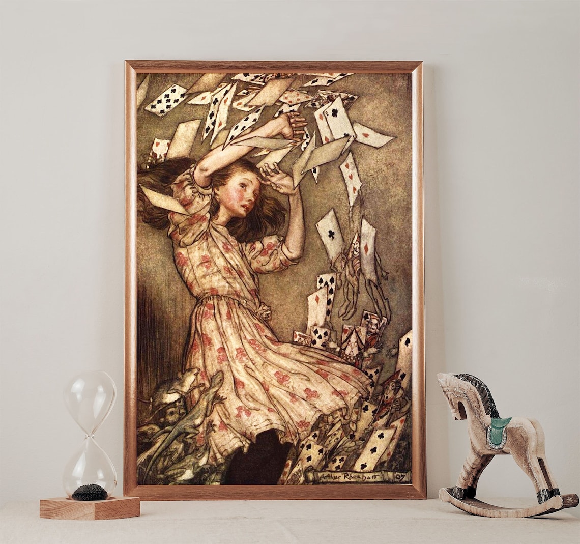 Alice in Wonderland Vintage Art Poster | Alice With Cards, Classic ...
