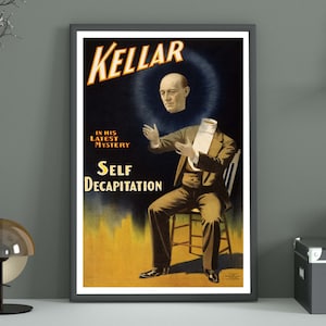Magician Kellar Vintage Advertising Poster | Magic Show Ad, Magician Promotion, Performing Arts, 1800s Advertising Art, Retro Ad Art Print