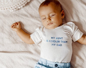 My aunt is cool bodysuit, baby nephew gift ideas, cute bodysuit for niece, new baby gift ideas, baby shower gifts for sister baby gift niece