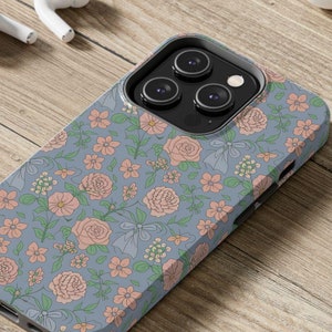 Floral phone case flower blue pink rose indigo cover nantucket cellphone coquette gift nature phone case trendie floral-phone-case cute gift