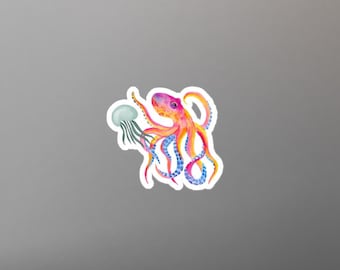 Octopus art, Octopus Vinyl Stickers Pack niedlich, Meerestieraufkleber, coole Aufkleber, Oktopusliebhaber Geschenk Wasserflaschenaufkleber