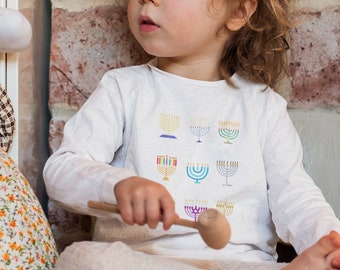 Hanukkah tshirt for toddler long sleeve, kids hanukkah gift, sweet Jewish clothing for kids, cute hanukkah toddler shirt, Hanukah kids shirt