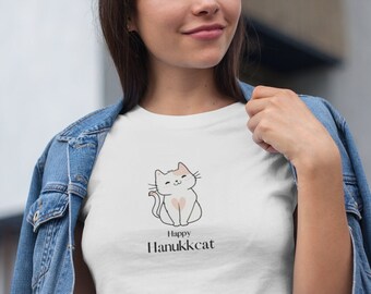 Hanukkcat shirt women, Hanukkah shirt, Hanukkah gifts, Christmas clothing, cute Hanukkah gift ideas funny jewish gift funny Hanukkah apparel