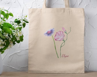 Personalized birth month flower tote, Bridesmaid proposal gift for bridesmaid tote bag, cute birth flower tote, September birthflower tote