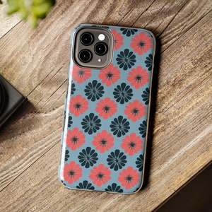 Floral phone case flower pink navy indie cover retro cellphone case nature lover gift daisy phone case coquette trendie floral-phone-case