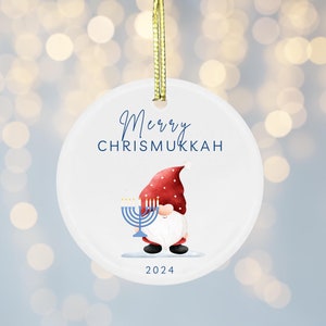 Personalized Hanukkah Christmas ornament custom keepsake ornament interfaith family gift Hanukkah gift Jewish Christian cute hanukkah decor