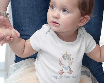 Hanukkah bodysuit, First Hanukkah Baby Clothes, Cute Hanukkah Baby Outfit, 1st Chanukah Outfit, Jewish Baby Clothes, baby junicorn bodysuit