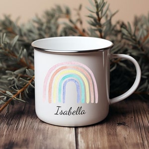 Kindertasse personalisiert Name benutzerdefinierte Lager Becher Emaille mit Griff für Kind maßgeschneiderte Name Tassen heiße Schokolade Strumpf Stuffer Enkelin Geschenk