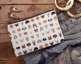 Dog pouch, dog lover gift, dog accessory pouch, snack zipper pouch, dog mom gift pouch, cosmetic pouch toiletry pouch makeup pouch make up