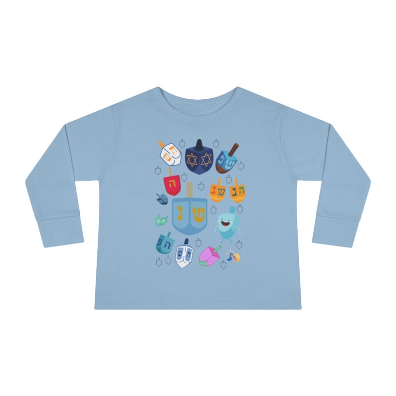 Hanukkah tshirt for toddler long sleeve, kids hanukkah gift idea, hanukkah clothing for kids, cute hanukkah toddler shirt dreidel holiday 画像 6