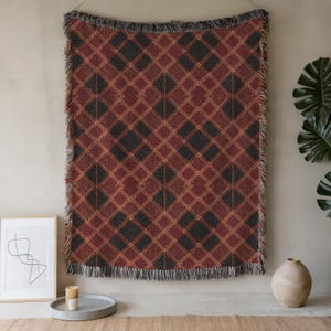 Plaid blanket farmhouse blanket farmhouse throw blanket picnic blanket gift cottage blanket tartan blanket gingham blanket plaid blanket red