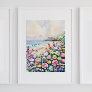 Danish pastel landscape French country decor art poster unique illustration pastel girls bedroom above bed decor nursery mural floral print