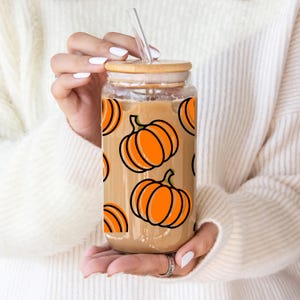Kürbis Tasse Halloween Dekor Halloween Tasse Halloween Eiskaffeetasse Halloween Becher Kürbis Tasse Glasbecher Herbst Halloween gruselige Dekor