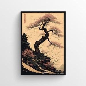 Cherry Blossom Printable Wall Art, Sakura Digital Print, Flower Poster, Pink Flower, Sakura Poster, Flower Wall Decor, Japan Poster Print