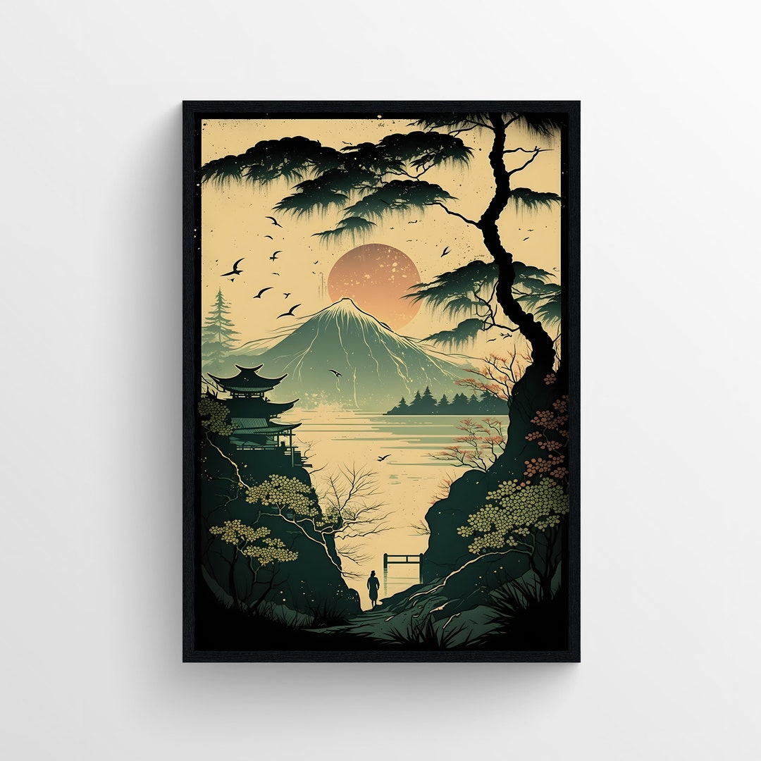 Japanese Landscape Wall Art, Tokyo Mountain Printable Wall Art, Japan