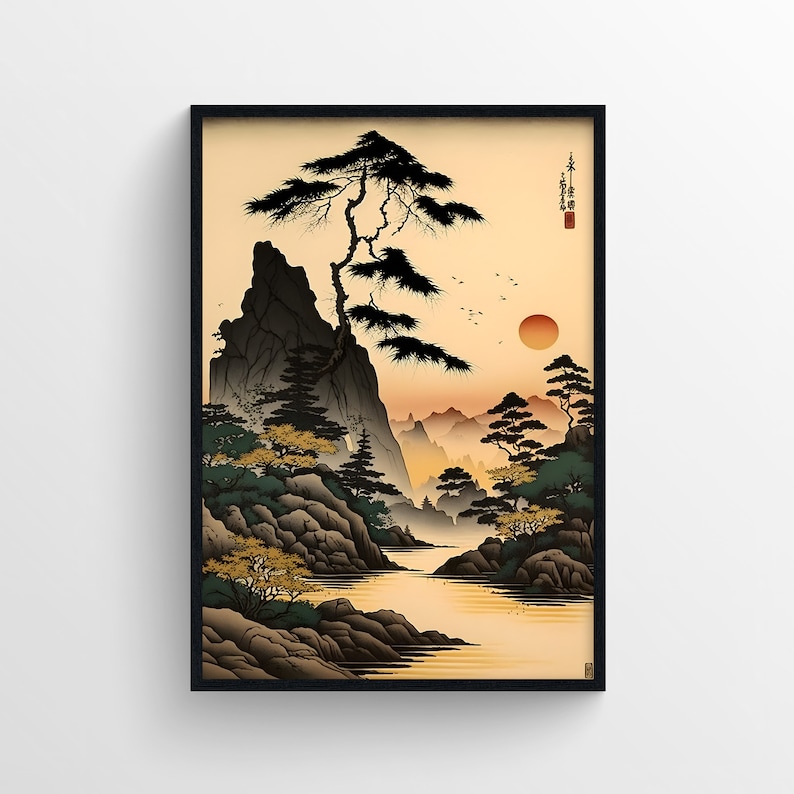 Asian Landscape Wall Art, Tokyo Mountain Printable Art, Japan Poster ...