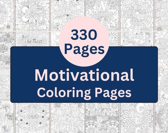 Páginas para colorear para adultos con frases motivacionales para la salud mental y la relajación. 330 frases inspiradoras imprimibles. Descarga digital instantánea.