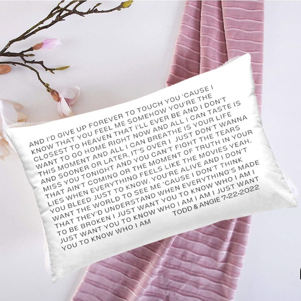 Personalized Song Lyric Pillow, Unique Gift for Wedding, Anniversary Present Couples, Custom Pillow Design Favorite Song Lyrics Wedding Song