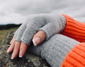 Fingerlose Damenhandschuhe aus 100% reinem Kaschmir