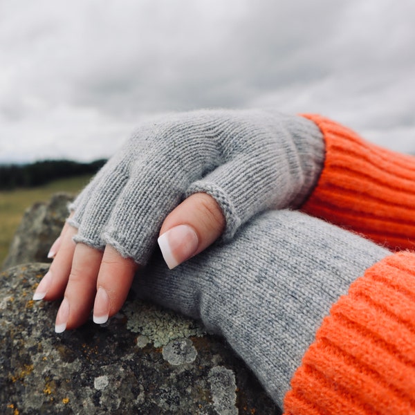 Fingerlose Damenhandschuhe aus 100% reinem Kaschmir