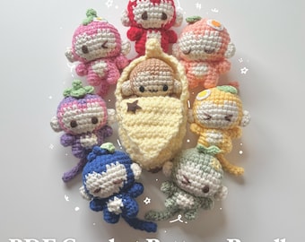 Banana + Fruit Monkeys Bundle (2 Crochet Patterns) *digital download PDF pattern*