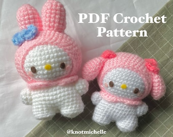 Pink Hooded Bunny - 2 Variations Crochet Pattern *digital download PDF pattern*