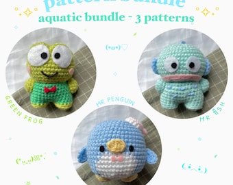 Aquatic Bundle - 3 Crochet Patterns *digital download PDF pattern*
