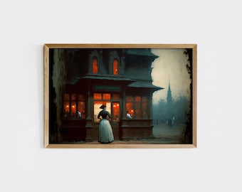 Digital Printable Victorian Gothic Woman Illustration Painting | Victorian Gothic Wall Art | Printable Wall Art