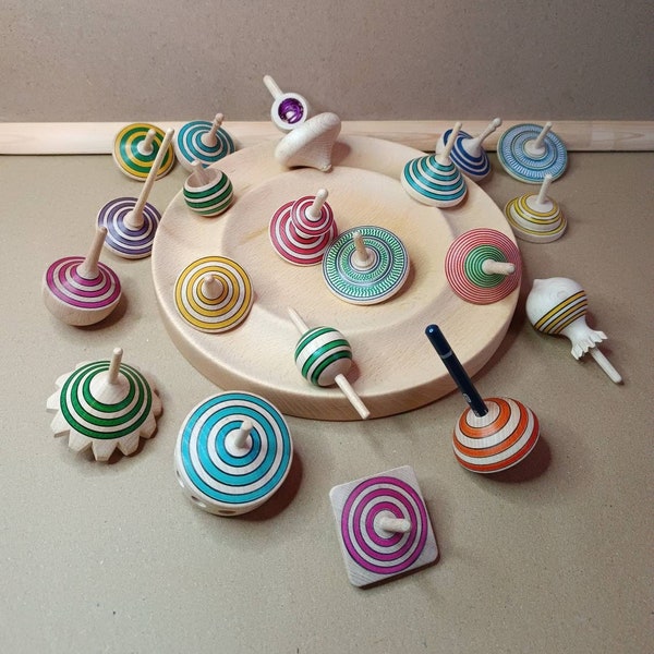 Wooden Spinning Tops Etsy