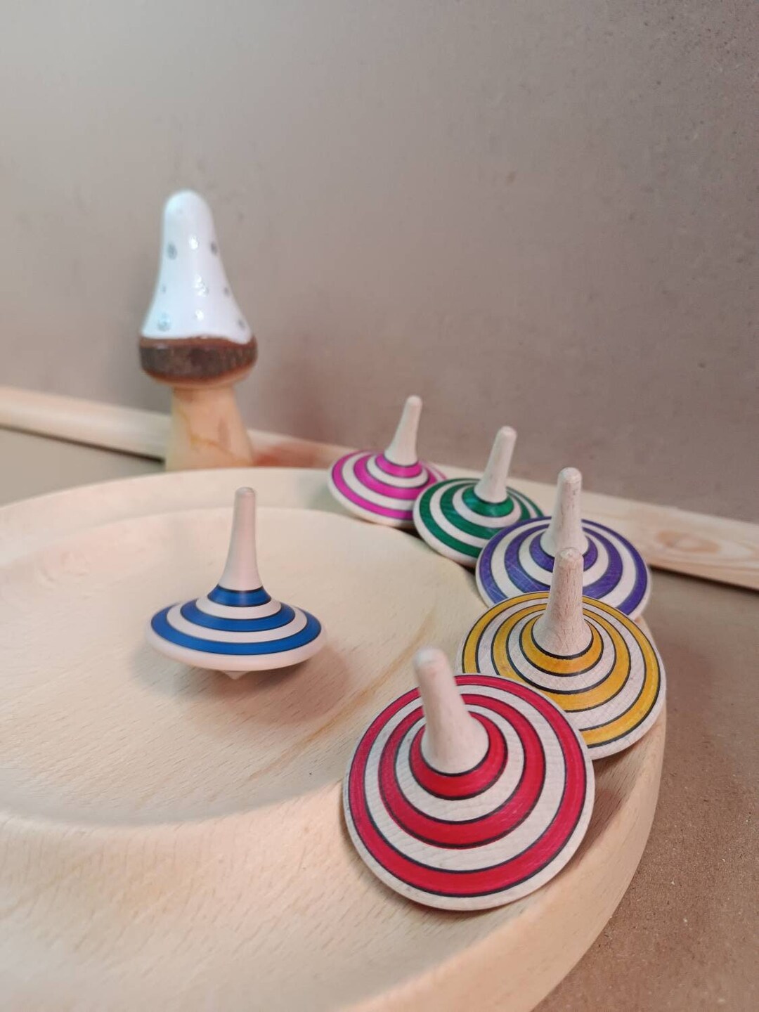 Wooden Spinning Top Battle Tops Skill Game Party Favor Toy Etsy