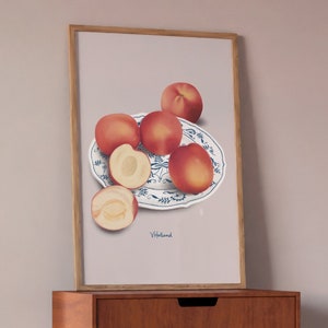 Peaches Wall Art, Digital Download, Fruit Art Print, Kitchen Wall Art, Printable Wall Art, Peaches Art Print, Kitchen Decor, Trendy Wall Art image 1