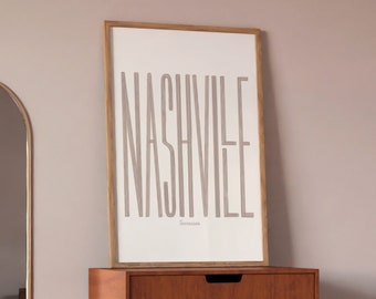 Impresión de Nashville, Tennessee: Arte mural minimalista (descarga digital)