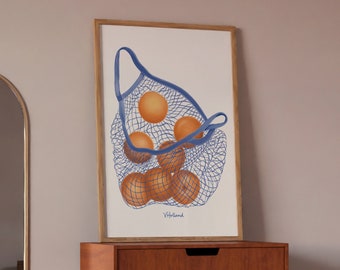 Orange Print: Clementines in Blue Net Bag (Digital Download)