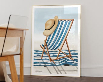 Beach Chair Art Print, Digital Download, Coastal Wall Art, Large Printable Art, Beach Aesthetic, Beach Wall Art, Summer Decor, Vacation Home